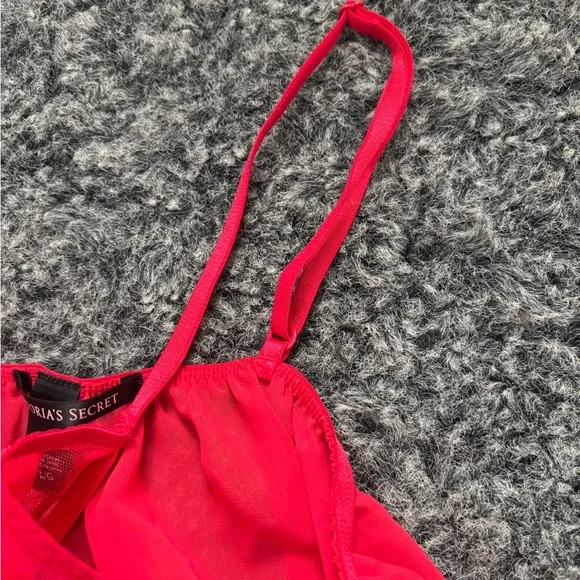 Victorias Secret red lace/ sheer babydoll - Picture 4 of 7